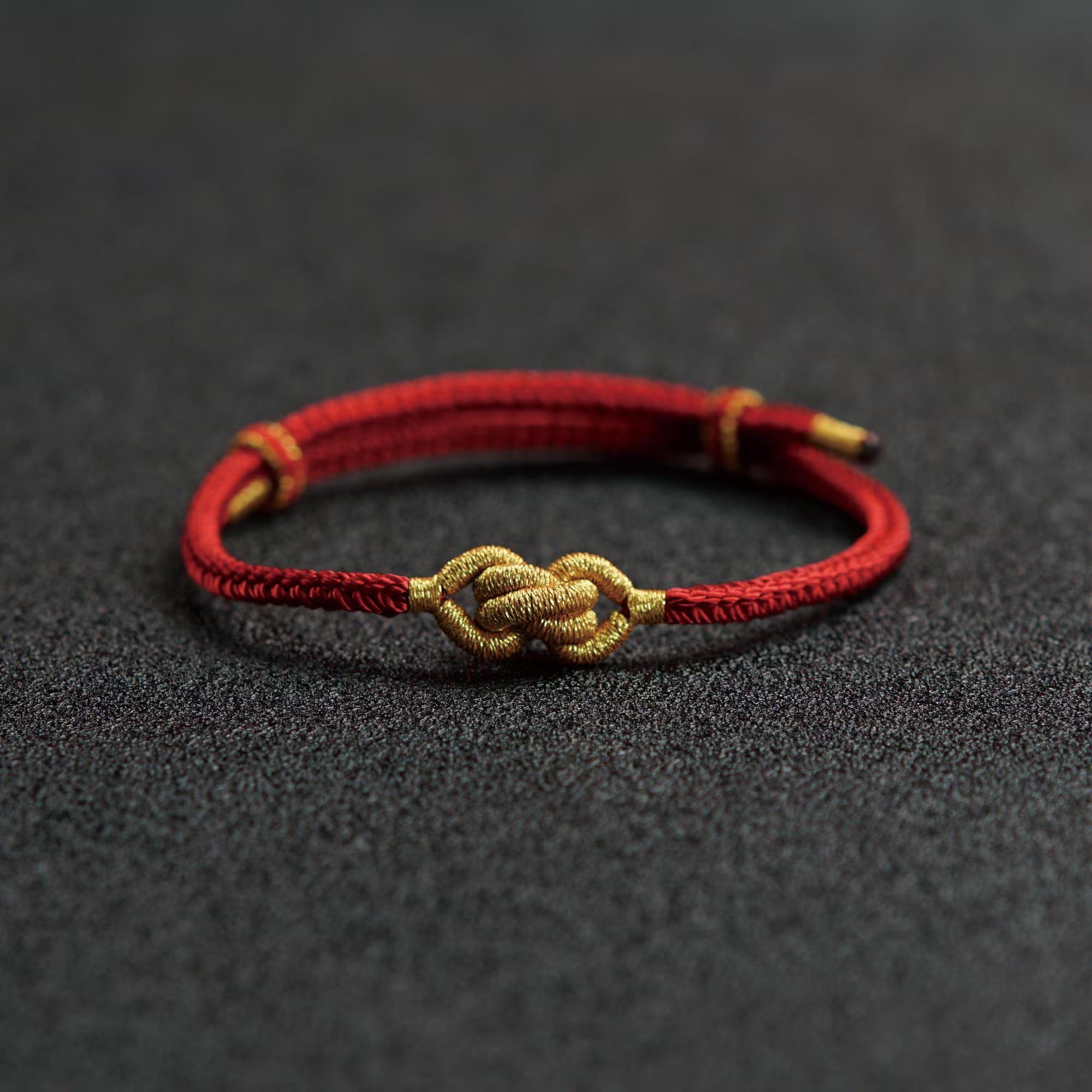Handmade Red cord Protection Bracelet, Adjustable Buddhist Lucky knots bracelet, free people jewelry, Dainty Spiritual Gift for Men & Women