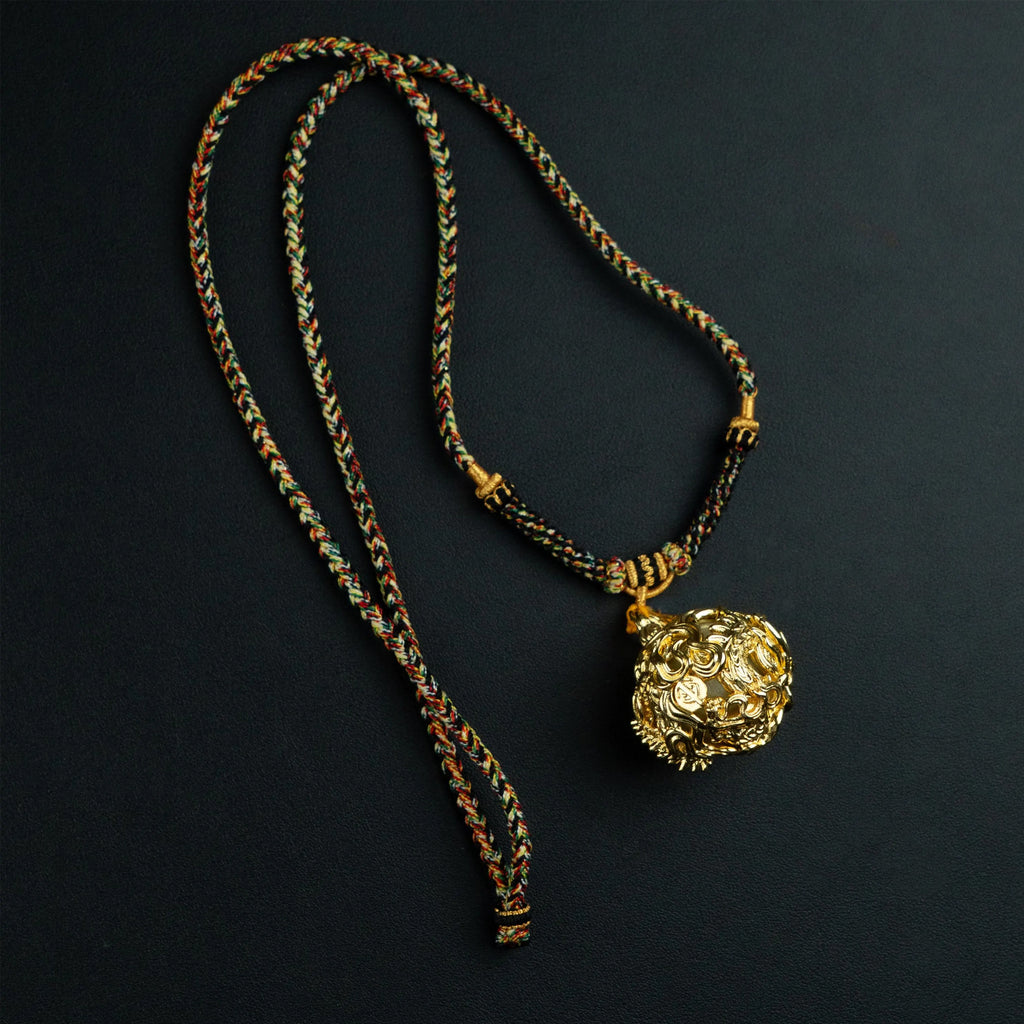 Original Design: Perfectly Crafted Hand-Knitted Vajra God Necklace, Paired with the Soul of the East Sea Pendant. Spiritual Totem Symbolism.