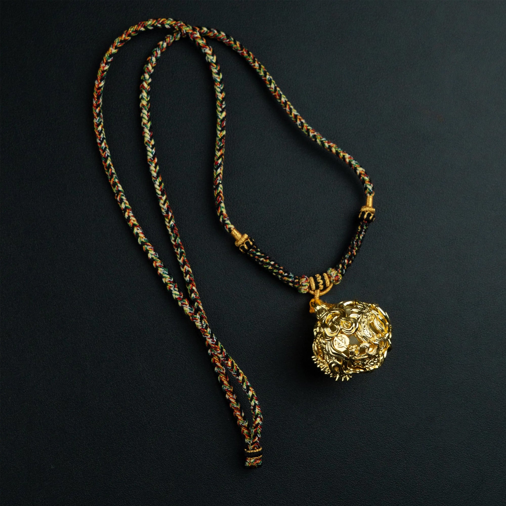 Original Design: Perfectly Crafted Hand-Knitted Vajra God Necklace, Paired with the Soul of the East Sea Pendant. Spiritual Totem Symbolism.