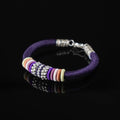 Purple Tibetan Protection Bracelet with Silver Amulet, 925 Sterling Silver Clasp, Handmade Lucky Knot Spiritual Gift