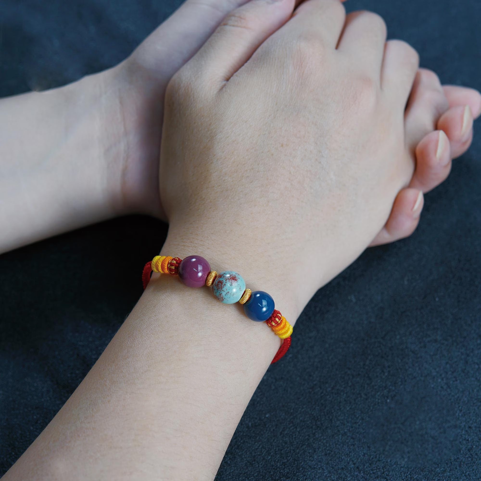 （test）Monk Blessed Red String Bracelet - Adjustable incense ash bead multi-bead bracelet, Protective energy jewelry，Couple's anniversary gift