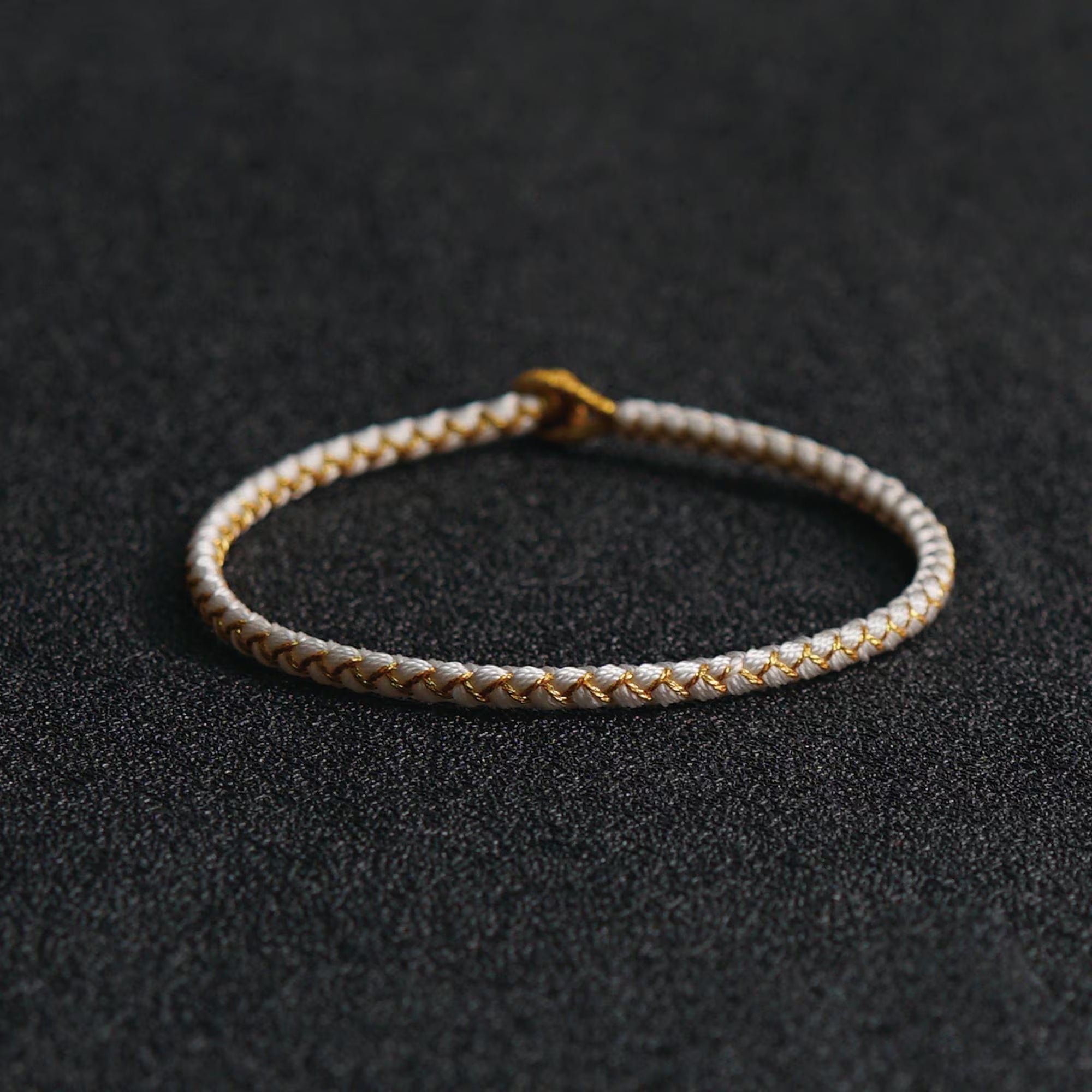 White Dragon Scale Bracelet Handwoven - Platinum Color Rope Cord, Minimalist Jewelry for Daily Wear