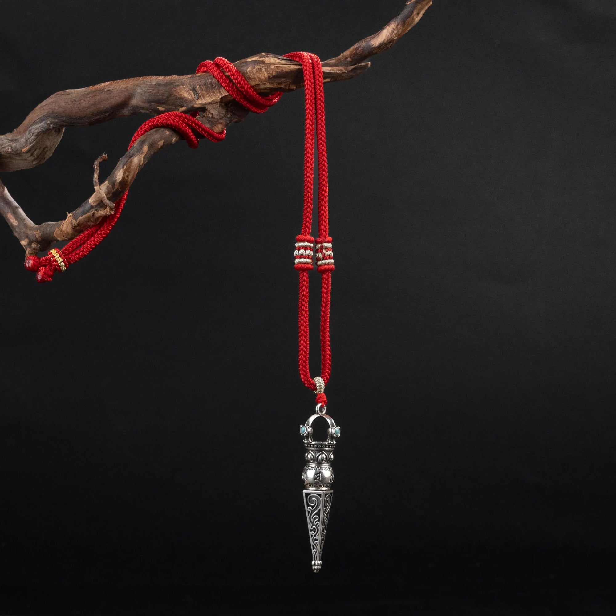 Tibetan Vajra Prayer Wheel Necklace, Handwoven Fortune Longevity Cord, Adjustable Career Wealth Protection Amulet Gift