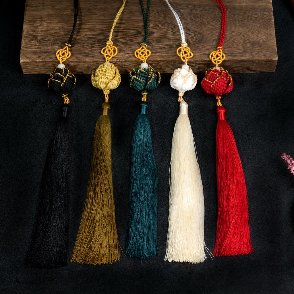 Lotus Car Mirror Charm – Handmade Woven Lotus Pendant | New Car Gift, Car Accessory & Bag Charm, Car Mirror Hanging, Gift for Women and Moms