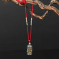 Handwoven Tibetan Buddhist Adjustable Necklace, Red Lucky Knot & Mantra Pendant, Spiritual Gift for Protection and Success