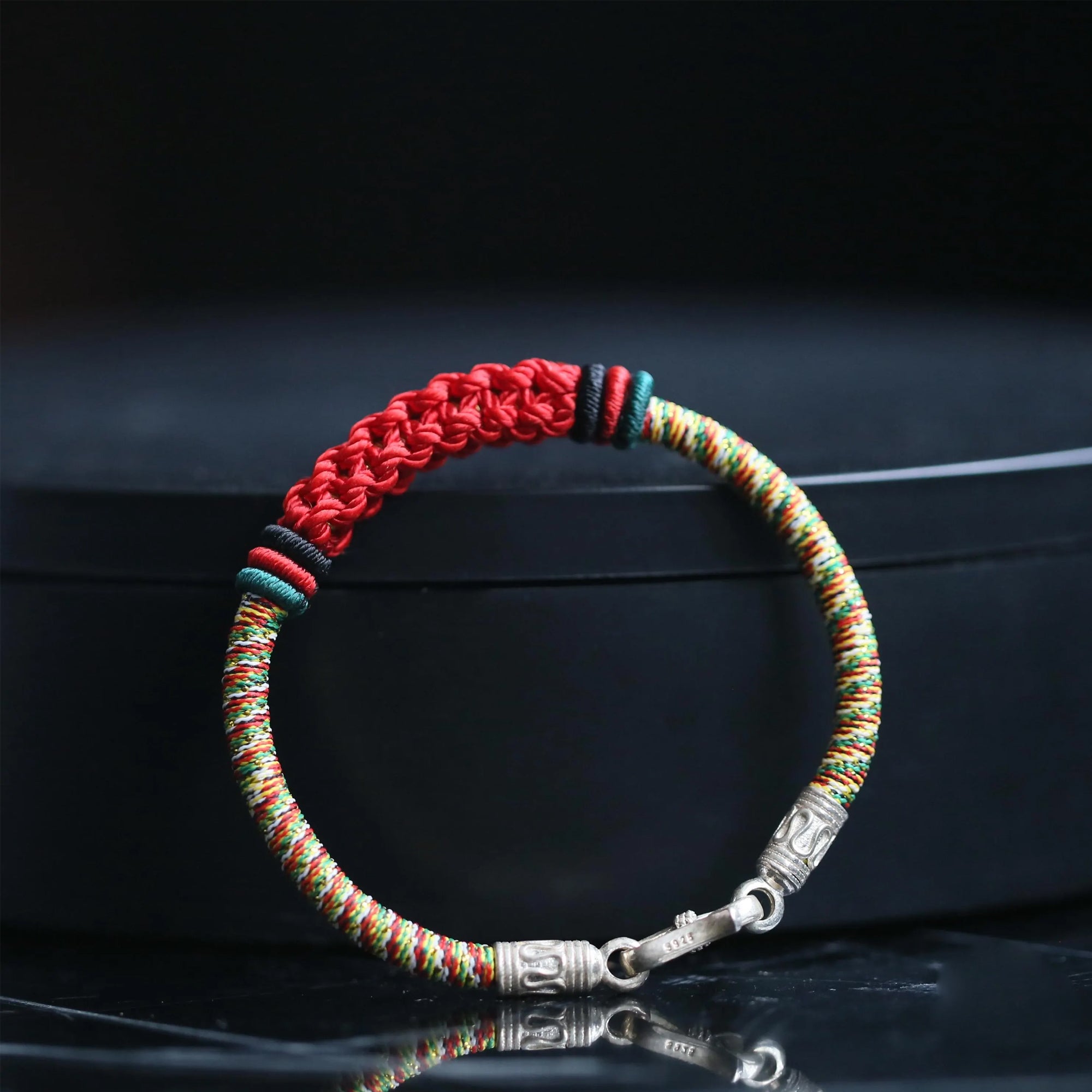 Women's Tibetan Woven Bracelet with Silver Clasp | Handmade Premium Lucky Red Rope | Protection & Blessing Jewelry | Spiritual Gift for Her