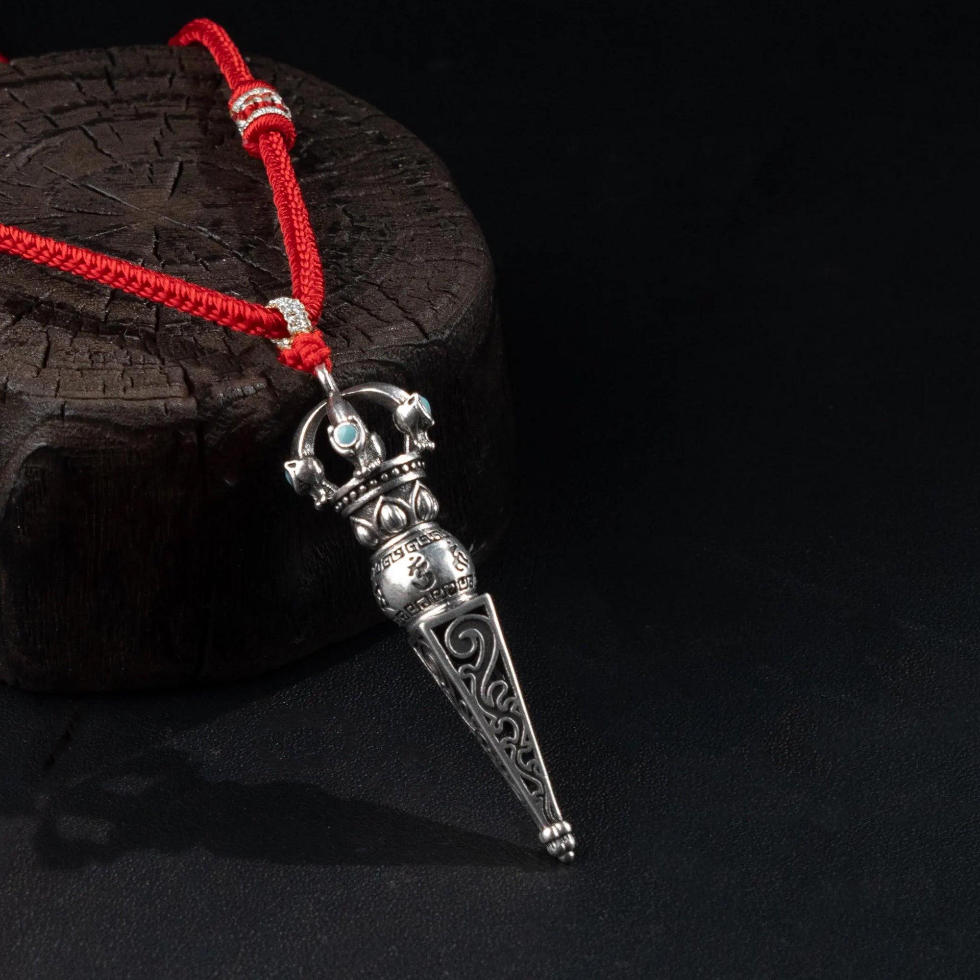 Tibetan Vajra Prayer Wheel Necklace, Handwoven Fortune Longevity Cord, Adjustable Career Wealth Protection Amulet Gift