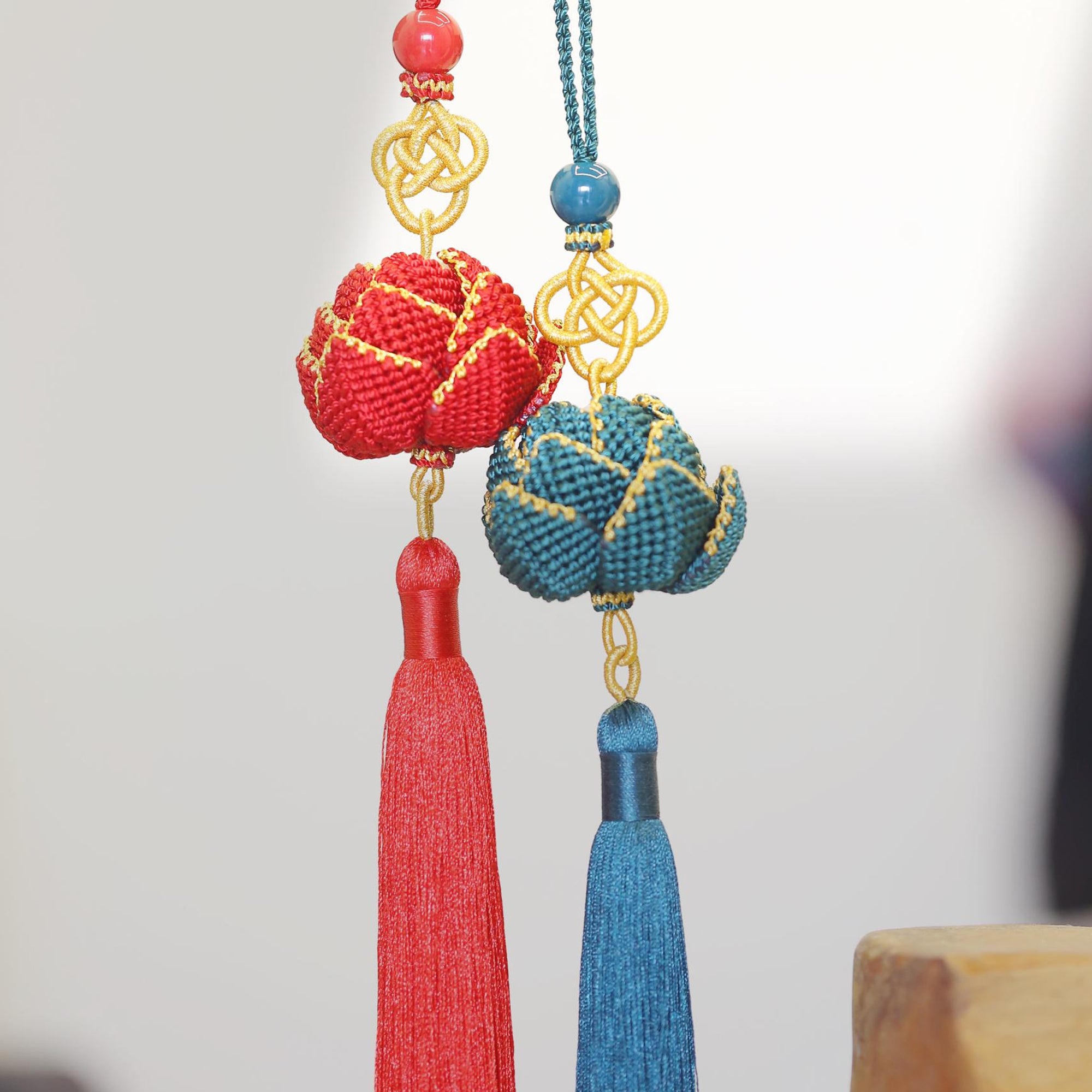 Lotus Car Mirror Charm – Handmade Woven Lotus Pendant | New Car Gift, Car Accessory & Bag Charm, Car Mirror Hanging, Gift for Women and Moms