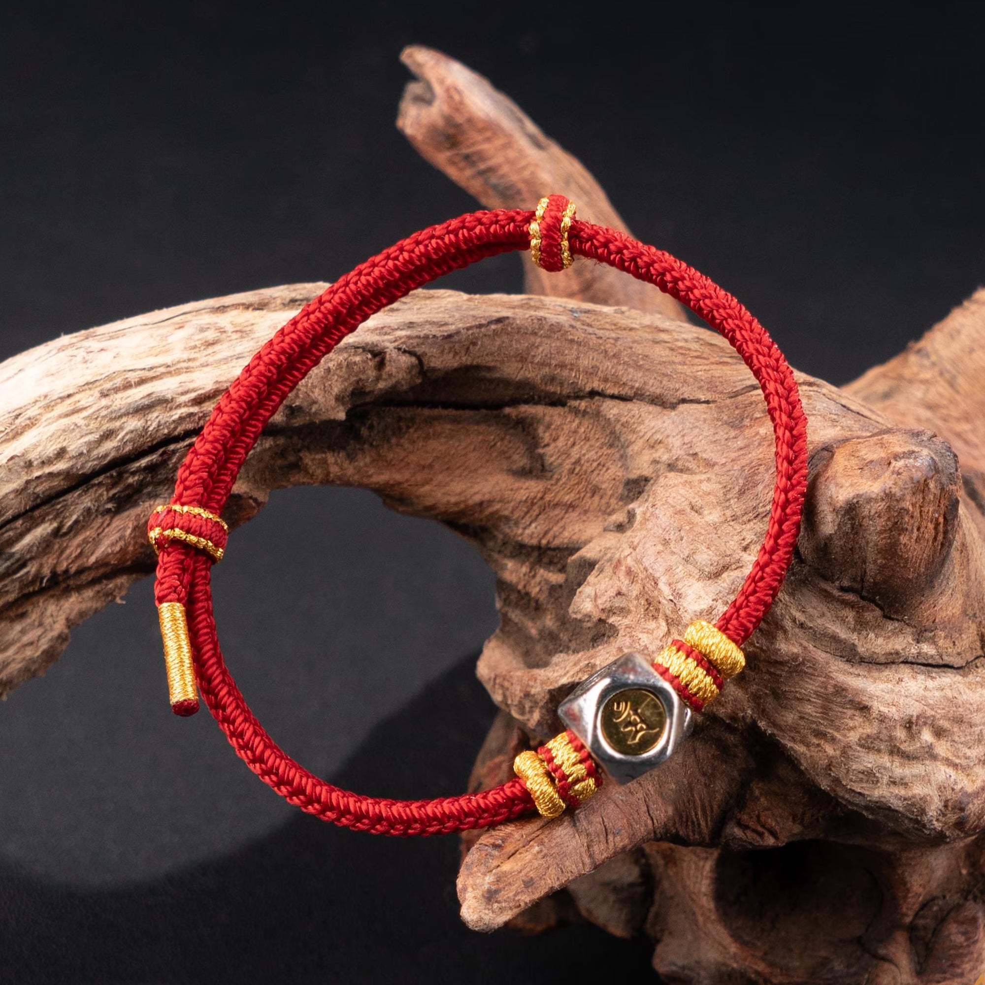 Handwoven Zodiac Guardian Bracelet, Manjushri Buddha Red String Amulet for Rabbit Year, Buddhist Protection Gift