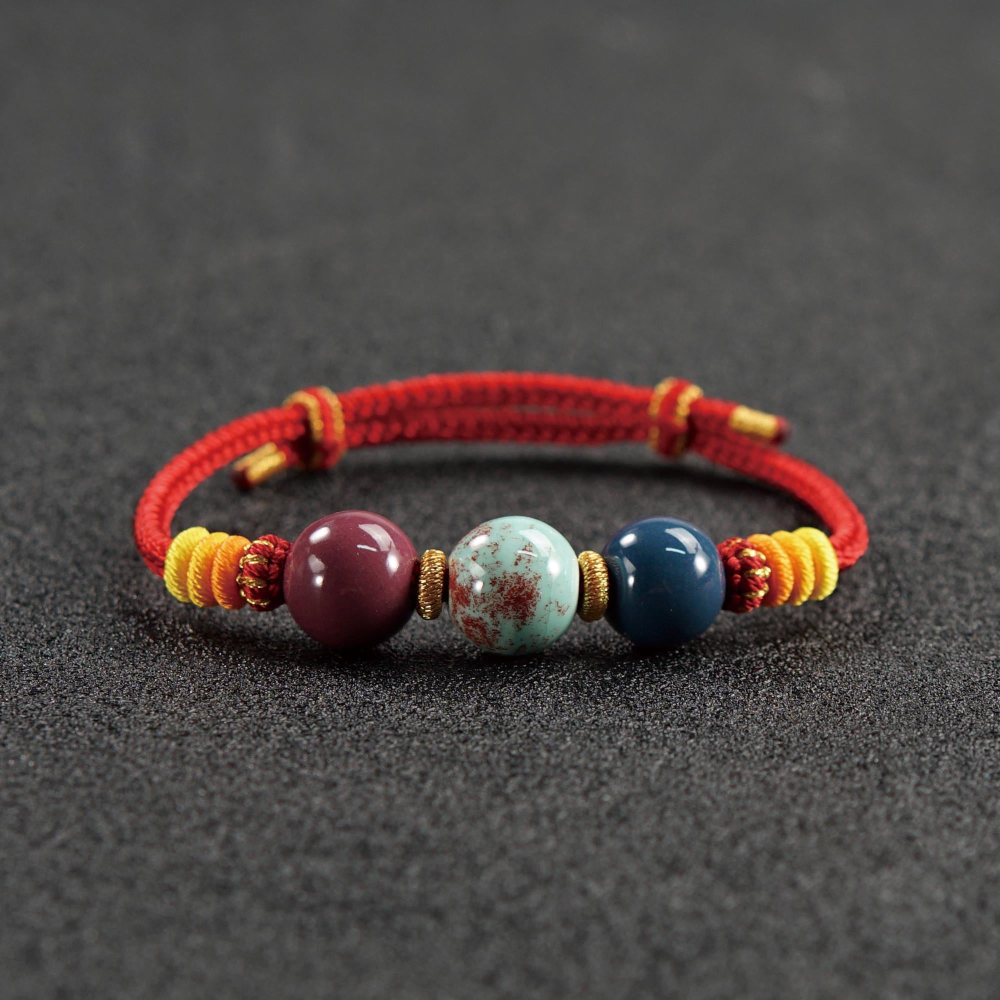 （test）Monk Blessed Red String Bracelet - Adjustable incense ash bead multi-bead bracelet, Protective energy jewelry，Couple's anniversary gift