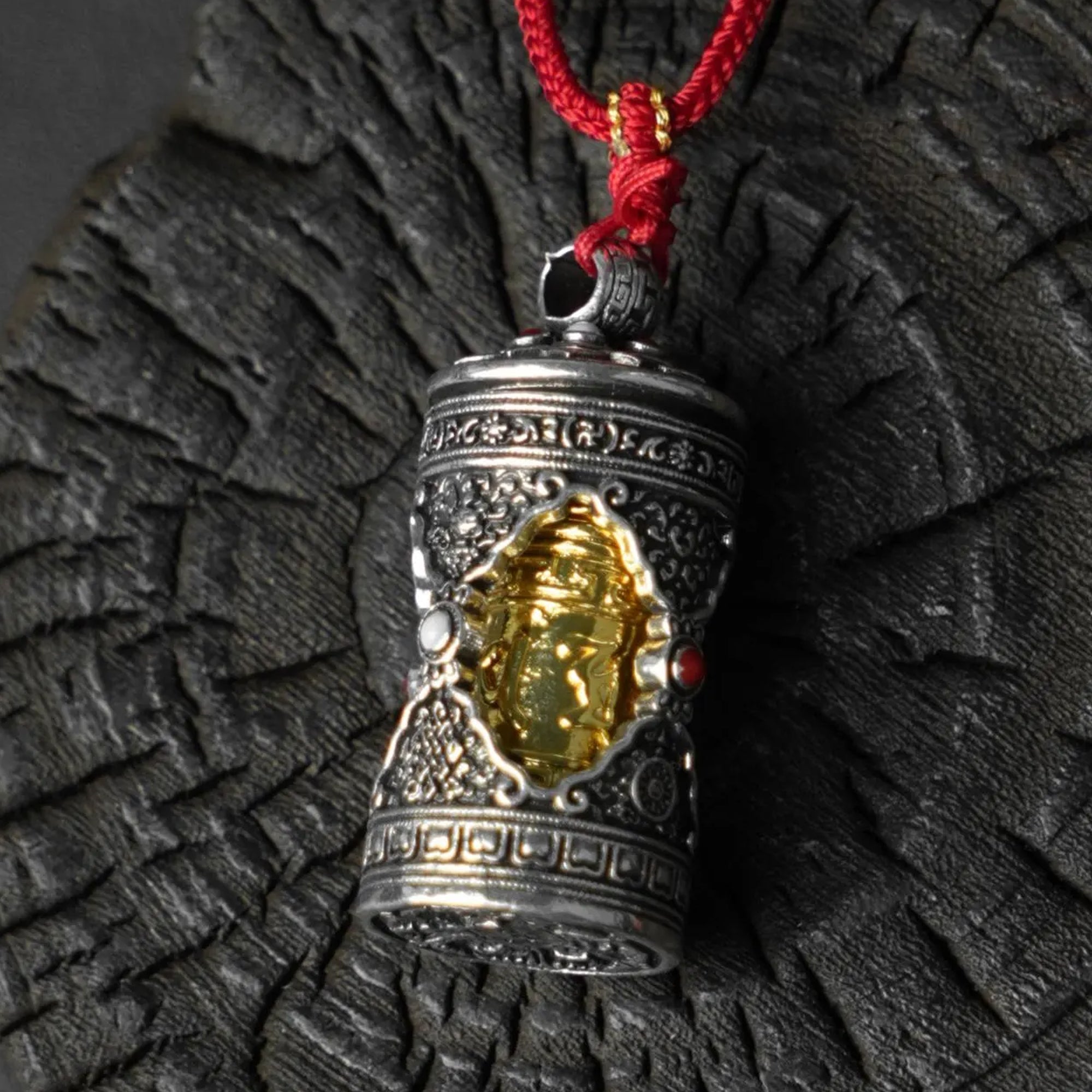 Handwoven Tibetan Buddhist Adjustable Necklace, Red Lucky Knot & Mantra Pendant, Spiritual Gift for Protection and Success