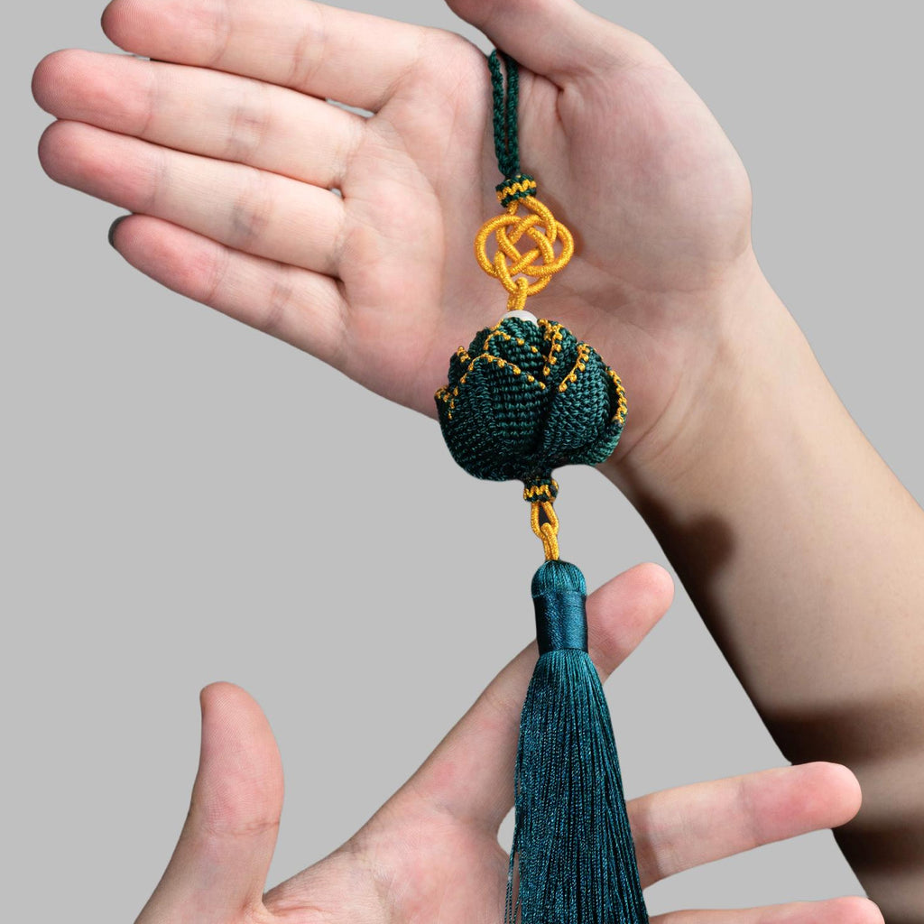 Lotus Car Mirror Charm – Handmade Woven Lotus Pendant | New Car Gift, Car Accessory & Bag Charm, Car Mirror Hanging, Gift for Women and Moms