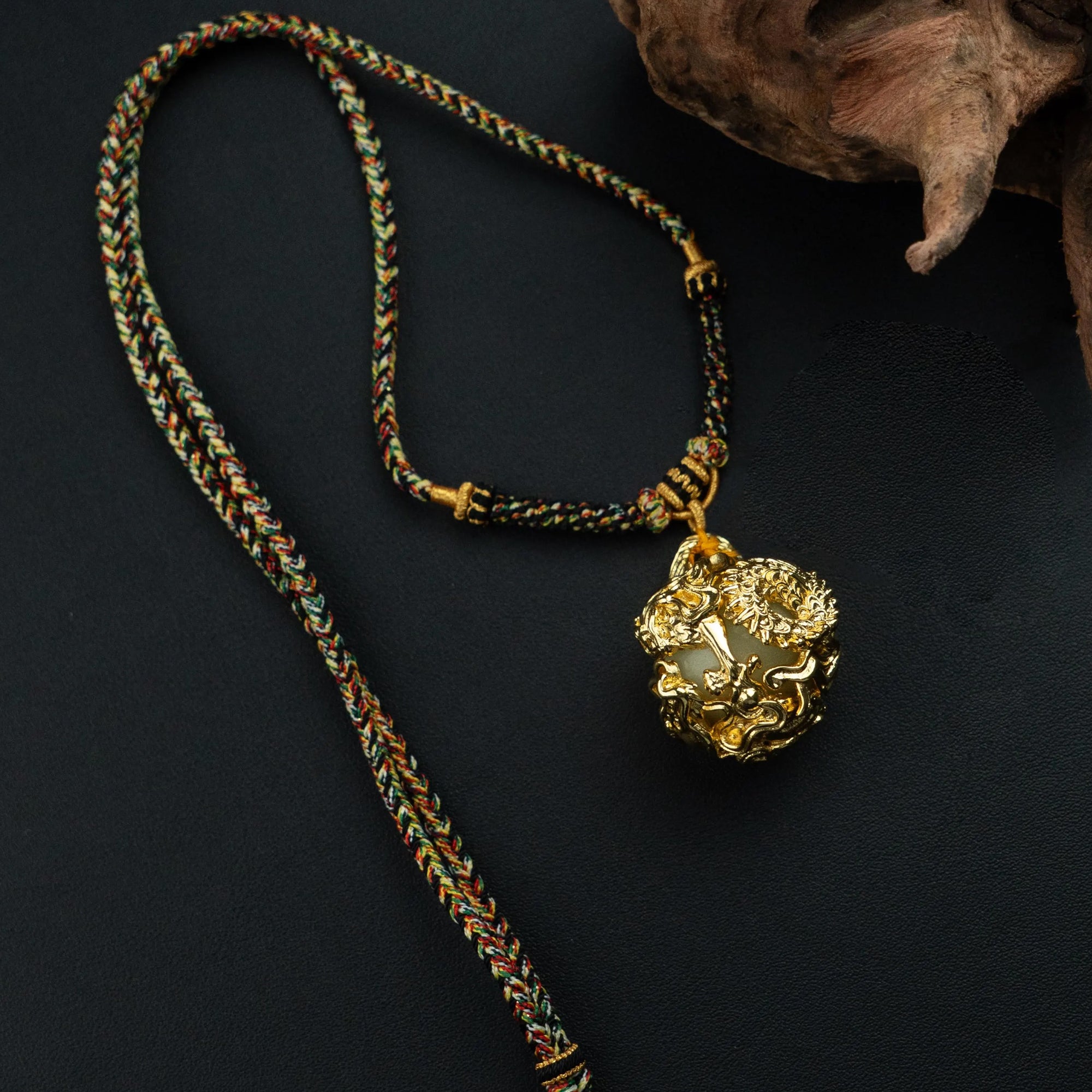 Original Design: Perfectly Crafted Hand-Knitted Vajra God Necklace, Paired with the Soul of the East Sea Pendant. Spiritual Totem Symbolism.