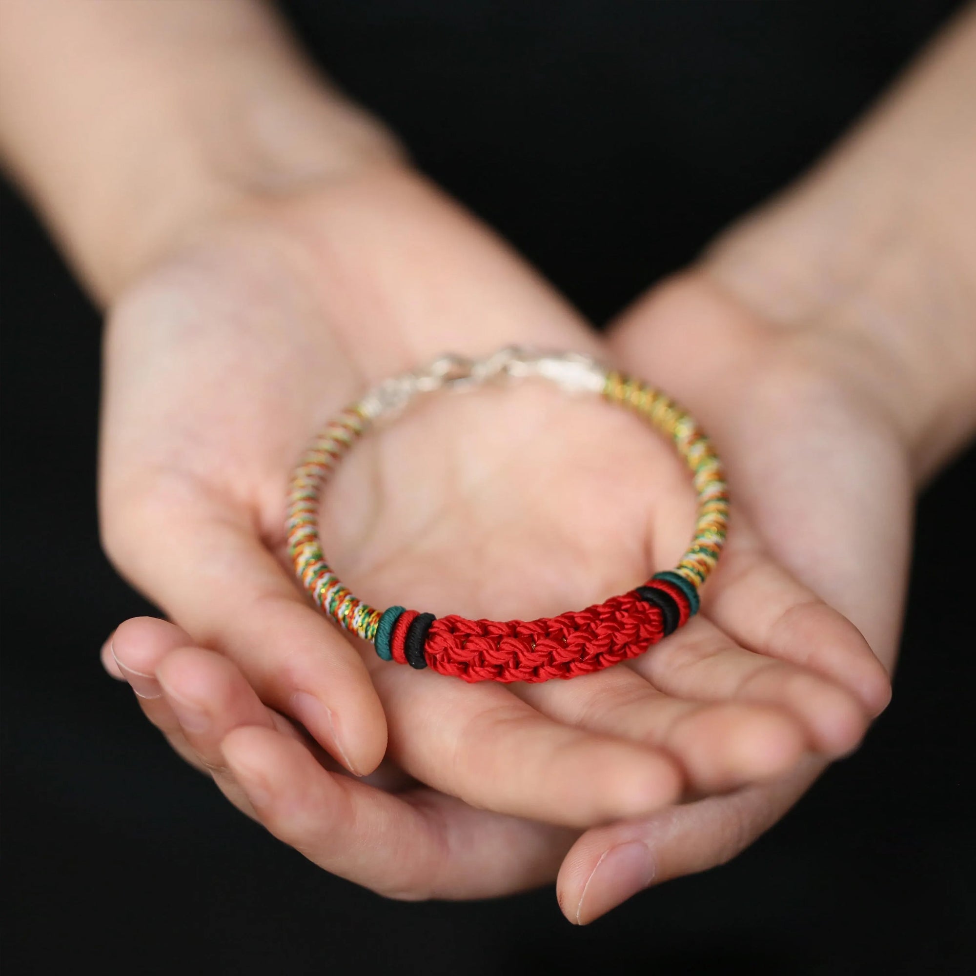 Women's Tibetan Woven Bracelet with Silver Clasp | Handmade Premium Lucky Red Rope | Protection & Blessing Jewelry | Spiritual Gift for Her