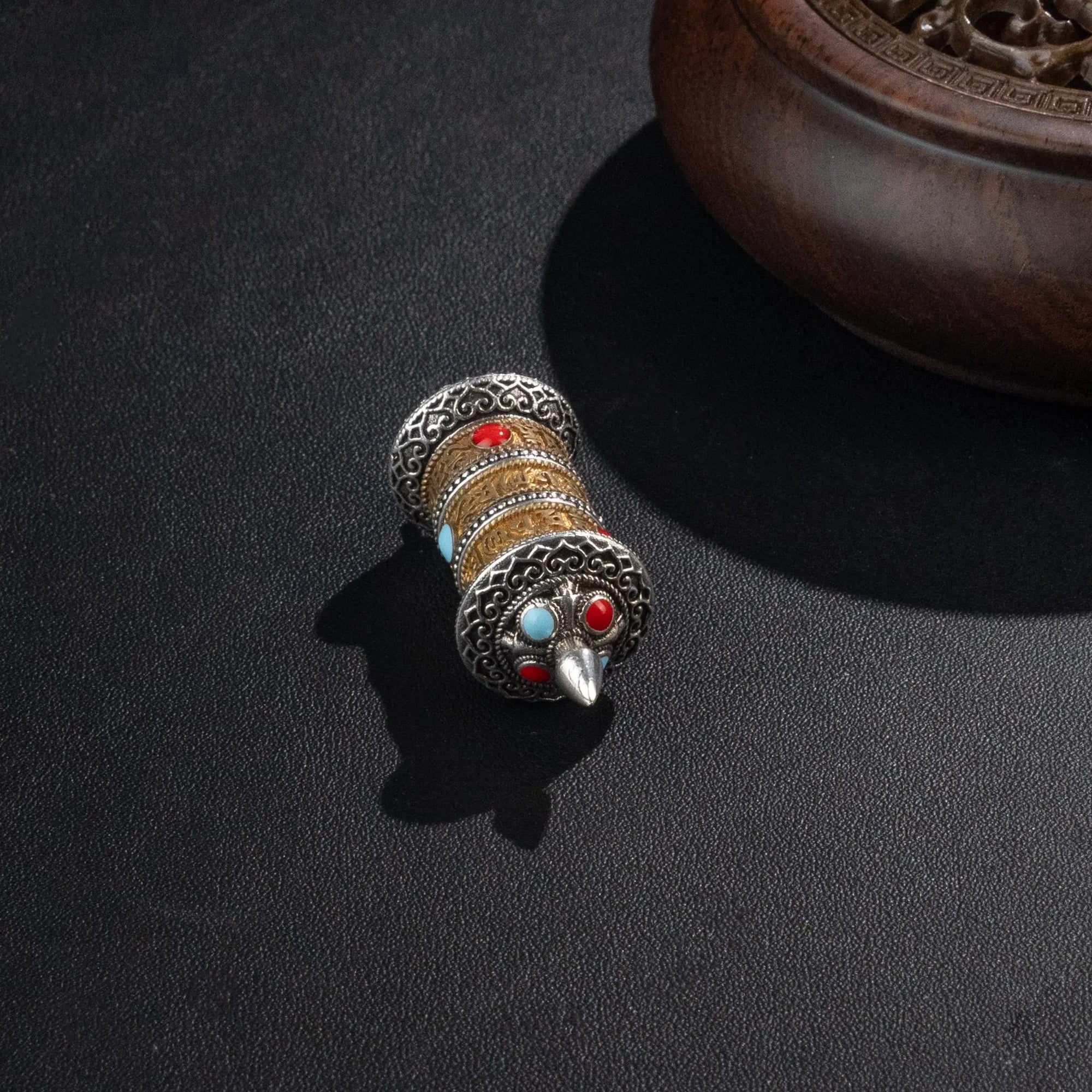 Handwoven Tibetan Necklace with Rotating Prayer Wheel, Adjustable Career Wealth Protection Amulet, Meaningful Gift for Family