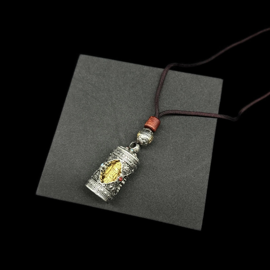 Original Six-Syllable Mantra Design Kāhu Box Portable Accessory, Tibetan Buddhist Blessing Pendant Necklace.