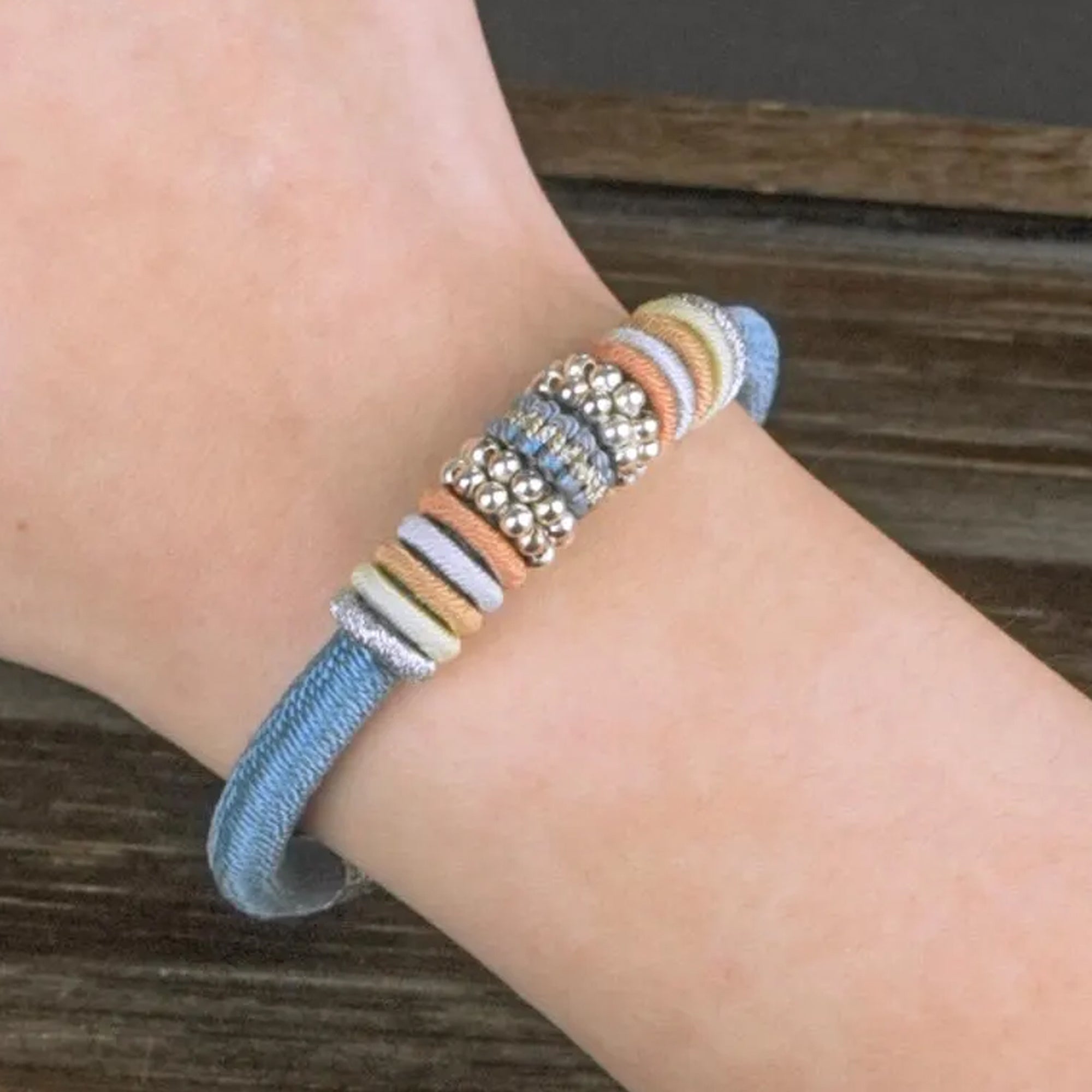 Blue Tibetan Silver Amulet Bracelet, 925 Sterling Silver Clasp, Handmade Lucky Knot Protection Charm, Spiritual Gift for Men & Women