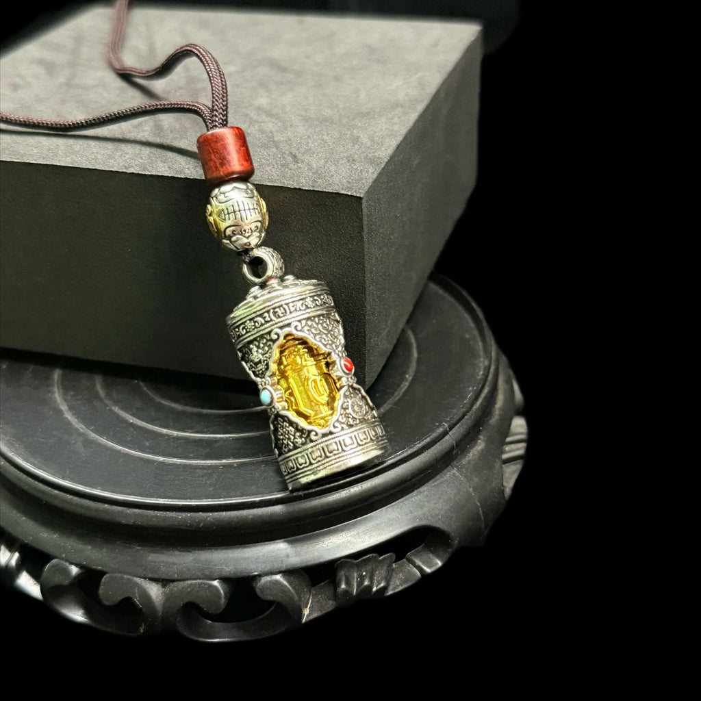 Original Six-Syllable Mantra Design Kāhu Box Portable Accessory, Tibetan Buddhist Blessing Pendant Necklace.