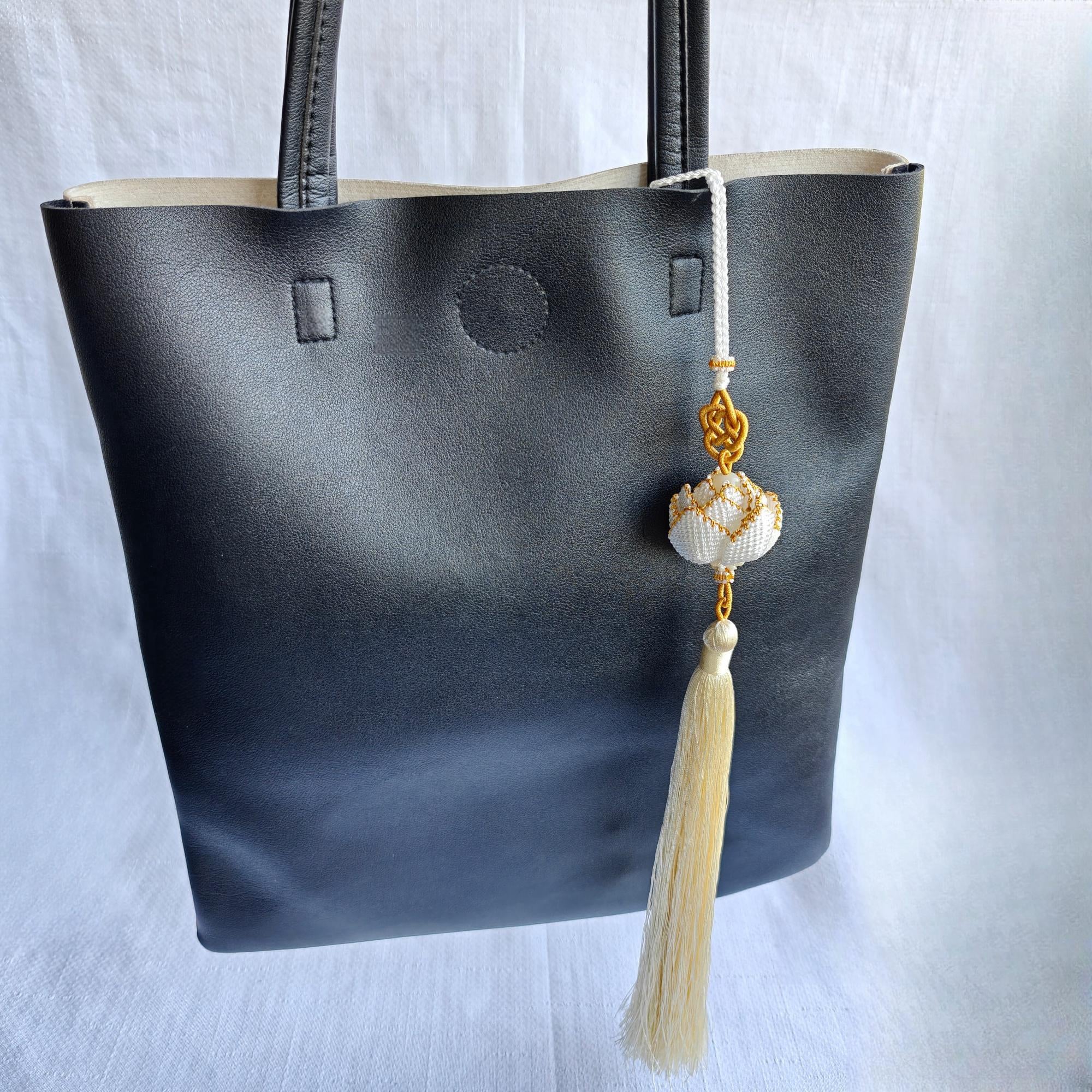 Lotus Car Mirror Charm – Handmade Woven Lotus Pendant | New Car Gift, Car Accessory & Bag Charm, Car Mirror Hanging, Gift for Women and Moms