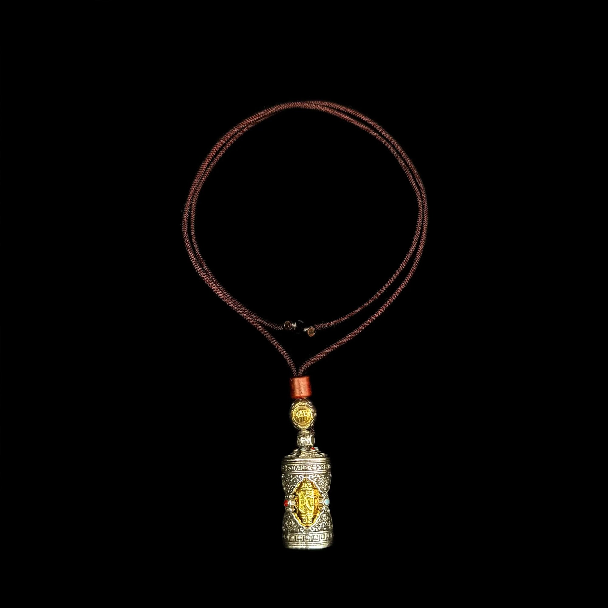 Original Six-Syllable Mantra Design Kāhu Box Portable Accessory, Tibetan Buddhist Blessing Pendant Necklace.
