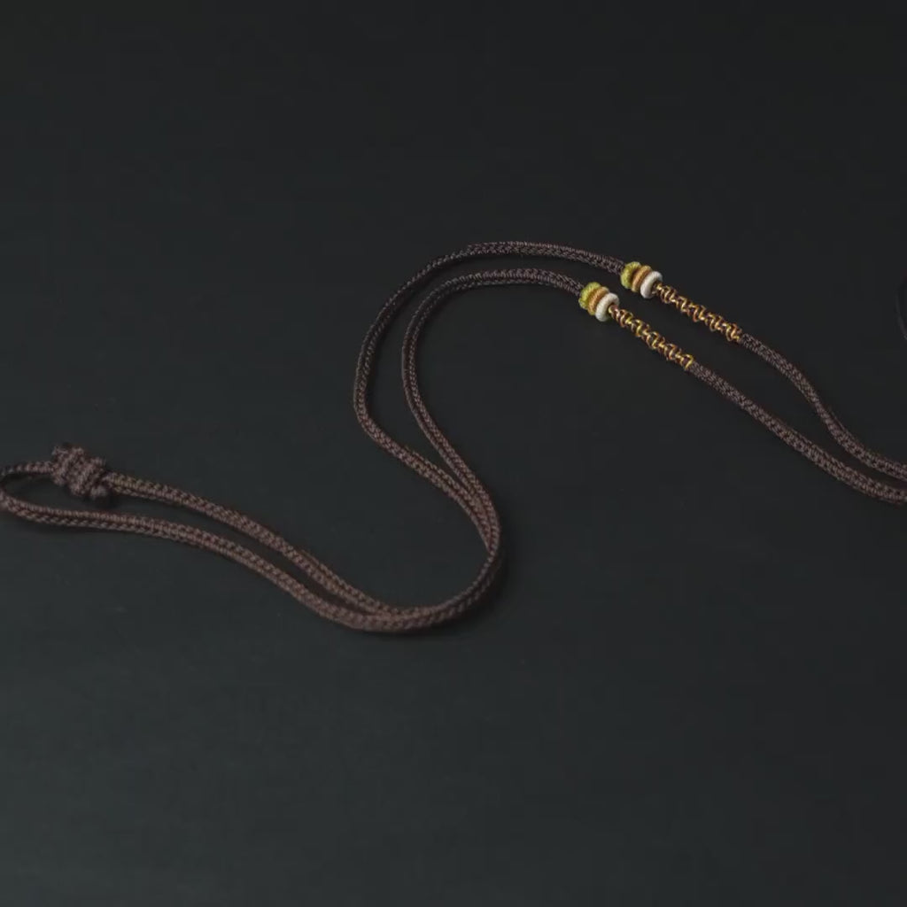 Tibetan Cross Vajra Necklace, Handwoven Adjustable Cord with Jade Cong Knots, Buddhist Spiritual Gift for Protection